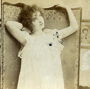 United Kingdom Varieties Dreamy Woman Portrait Old Stereoview Photo 1900