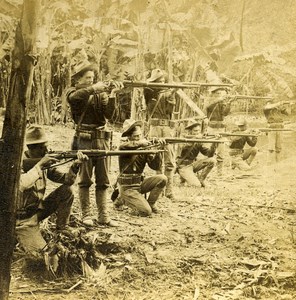 Battle of Angeles Filipino-American War 12th Infantry Photo Stereo Kilburn 1900