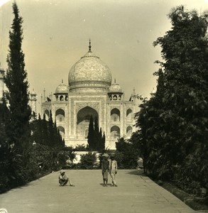 India Agra Taj Mahal Gardens Old Stereo Photo Kurt Boeck 1906