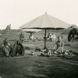 India Allahabad Sadhu Penitent under sunshade Old Stereo Photo Kurt Boeck 1906