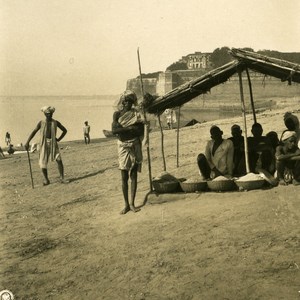 India Allahabad Cereals Grains traders Old Stereo Photo Kurt Boeck 1906