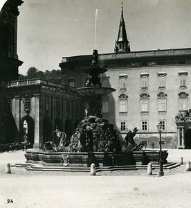 Austria Salzburg Residenz Fountain & Palace Old Stereo Photo Wurthle 1900