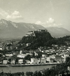 Austria Salzburg view from Kapuzinerberg Old Stereo Photo Wurthle 1900