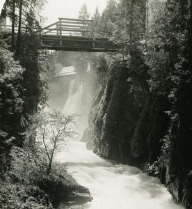 Austria Gastein Schreckbrucke Bridge Old Stereo Photo Wurthle 1900