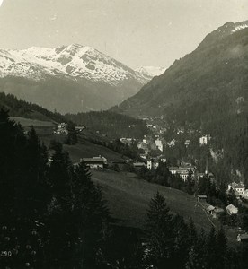 Austria Gastein Panorama Mountain Old Stereo Photo Wurthle 1900