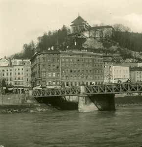 Austria Salzburg Iron Bridge Capuchin Monastery Old NPG Stereo Photo 1900