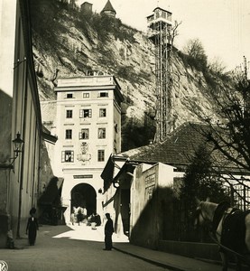 Austria Salzburg Electric Elevator Mönchsberg Schleifertor Stereo Photo NPG 1900