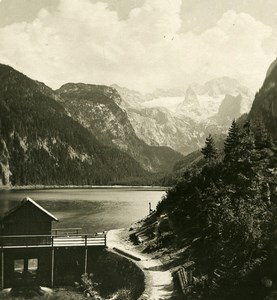 Austria Salzkammergut Gosausee Dachstein Old Stereo Photo Photobrom 1900