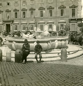 Italy Rome Roma Piazza Colonna Fountain Old NPG Stereo Photo 1900