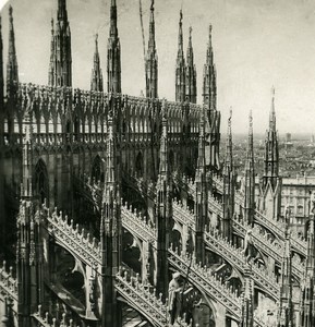 Italy Milan Cathedral Duomo di Milano Old Stereo Photo 1900