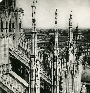 Italy Milan Cathedral Duomo di Milano Old Stereo Photo 1900