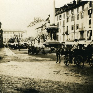 Italy Milan Milano a Market Horse Carriage Old Stereo Photo 1900
