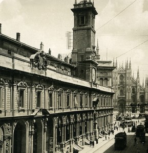 Italy Milan Milano Via Mercanti & Duomo Old NPG Stereo Photo 1900