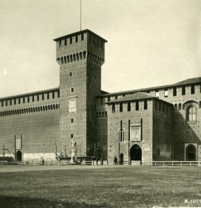 Italy Milan Milano Castle Sforza Castello Sforzesco Old Stereo Photo 1900