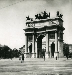 Italy Milan Milano Arch of Peace Arco della Pace Old Stereo Photo 1900