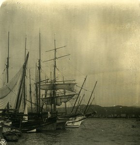 Italy La Spezia harbour sailboats Panorama Old NPG Stereo Photo 1900