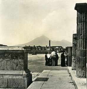Italy Pompeii Forum Panorama Foro Old NPG Stereo Photo 1900