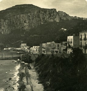 Italy Capri Grande Marina view by night Old NPG Stereo Photo 1900