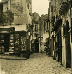 Italy Capri Narrow Stree Souvenir Shop Old NPG Stereo Photo 1900