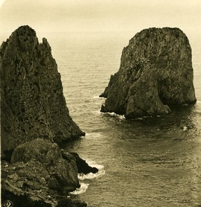 Italy Capri Faraglioni Old NPG Stereo Photo 1900