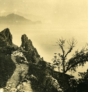 Italy Capri Strada Arco Naturale Natural Arch Old NPG Stereo Photo 1900