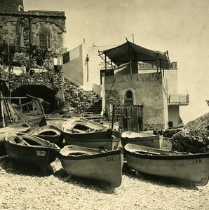 Italy Capri Piccola Marina Fishermen Houses Old NPG Stereo Photo 1900