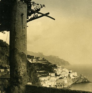 Italy Amalfi view from Hotel Cappuccini Old NPG Stereo Photo 1900
