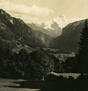 Switzerland Interlaken Panorama from Trinkhalle Old NPG Stereo Photo 1900