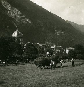 Switzerland Interlaken Höheweg und der Harder Old NPG Stereo Photo 1900