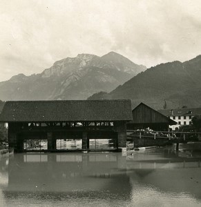 Switzerland Interlaken River Aar Saxeten View Old NPG Stereo Photo 1900