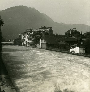 Switzerland Interlaken River Aar Unterseen Old NPG Stereo Photo 1900