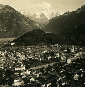 Switzerland Interlaken Harder Panorama Old NPG Stereo Photo 1900