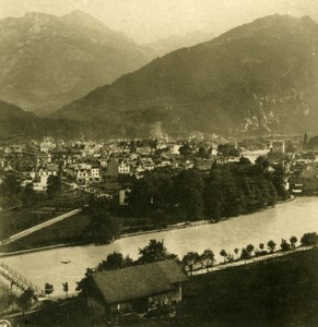Switzerland Interlaken Lustbühl Panorama Old NPG Stereo Photo 1900