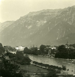 Switzerland Interlaken Lustbühl Panorama Old NPG Stereo Photo 1900