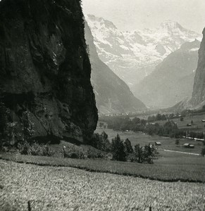 Switzerland Lauterbrunnen upper Valley Old Stereo Photo 1900