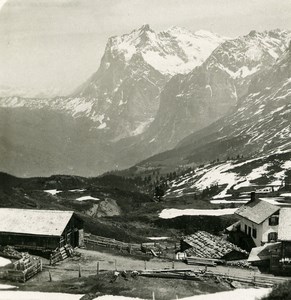 Switzerland Kleine Scheidegg with the Wetterhorn Old Stereo Photo 1900