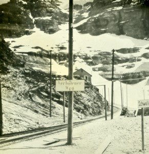 Switzerland Railway Station of Jungfrau Old Stereo Photo 1900