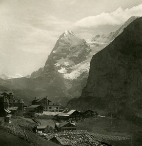 Switzerland Mürren Panorama Monch & Eiger Old Stereo Photo 1900