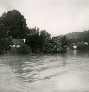 Switzerland Scherzlingen Lake Thun River Aar Old Stereo Photo 1900