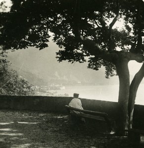 Switzerland Montreux Chillon from Terrace of the Church Old Stereo Photo 1900