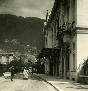 Switzerland Montreux Kursaal Street scene Old Stereo Photo 1900