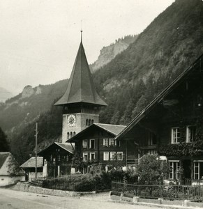 Switzerland Meiringen the Church Old Stereo Photo 1900