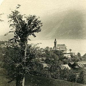 Switzerland Brienz and the Lake Old Stereo Photo 1900