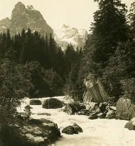 Switzerland Rosenlaui Reichenbach Wetterhorn Old Stereo Photo Wehrli 1900