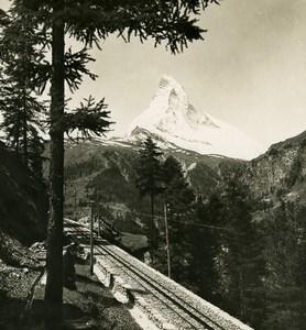 Switzerland Gornergrat Railway Matterhorn Old Stereo Photo Wehrli 1900