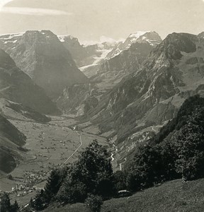 Switzerland Linthal valley Tödi Panorama Old Stereo Photo Wehrli 1900