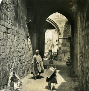 Middle East Israel Jerusalem a street Old NPG Stereo Photo 1900