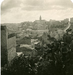 Middle East Israel Jerusalem Panorama from City Walls Old Stereo Photo 1900