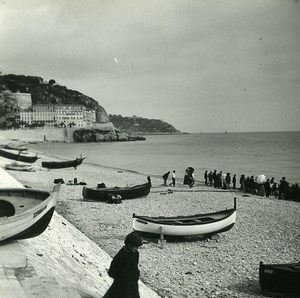 France Nice Quai du Midi Boats Old Amateur Stereo Photo Possemiers 1900