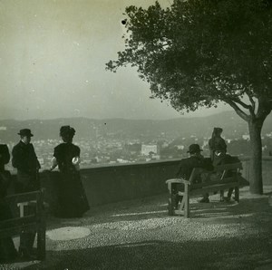 France Nice On terrace of the castle Old Amateur Stereo Photo Possemiers 1900